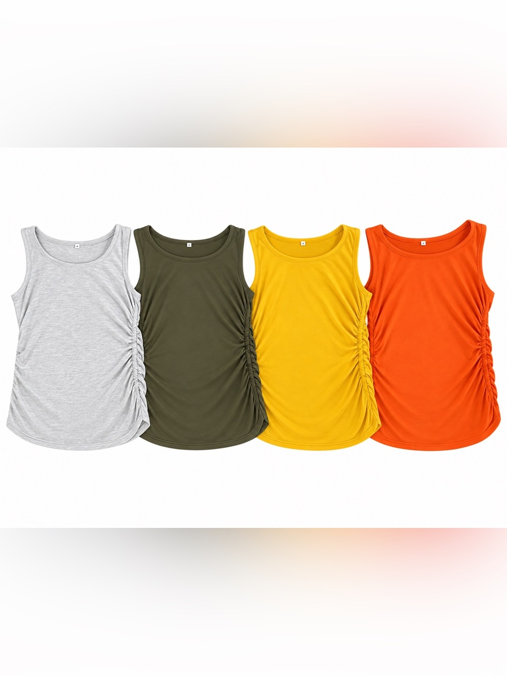 Maternity Ruched Side Tank Tops 4 Pack